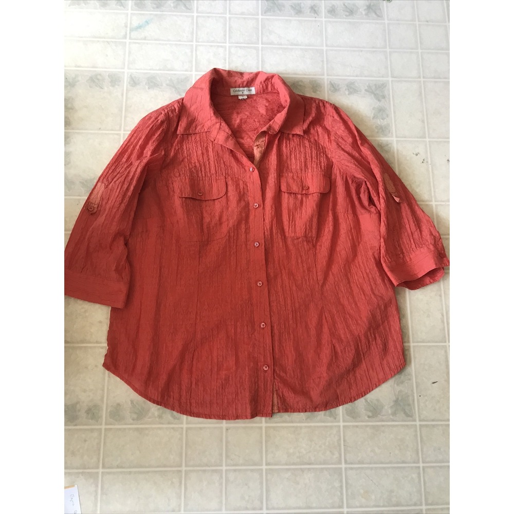 Coldwater Creek Coral Button Front Blouse
